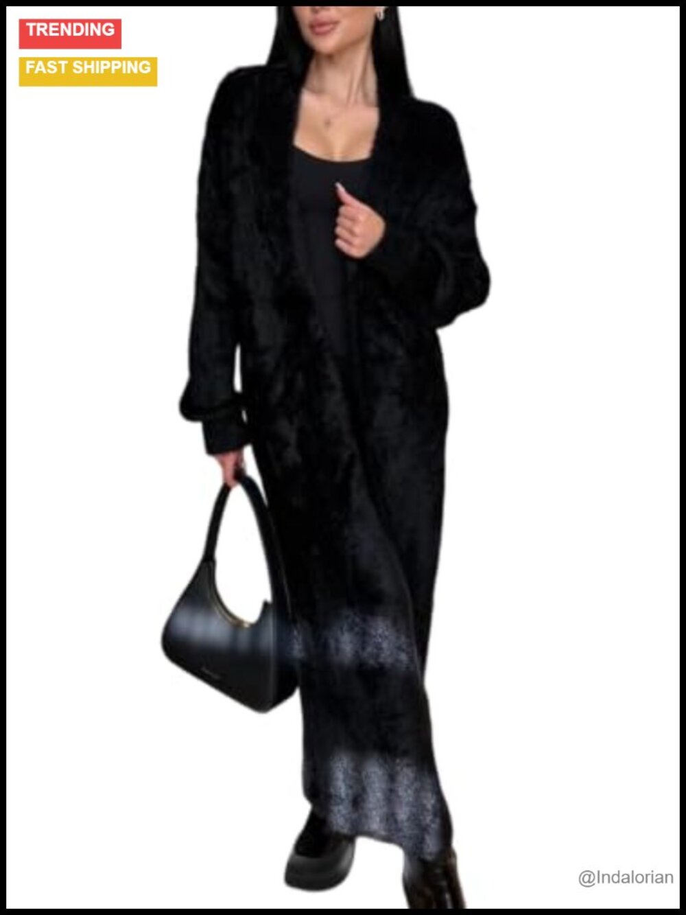 Fuzzy Long Sleeve Open Front Duster Cardigan Loungewear